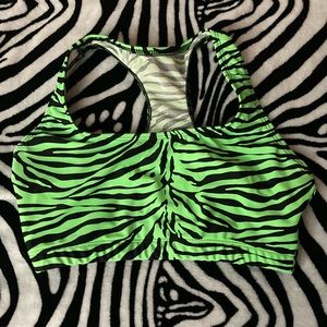 🌈✨ Natalie Dancewear Neon Green Animal Print Bra